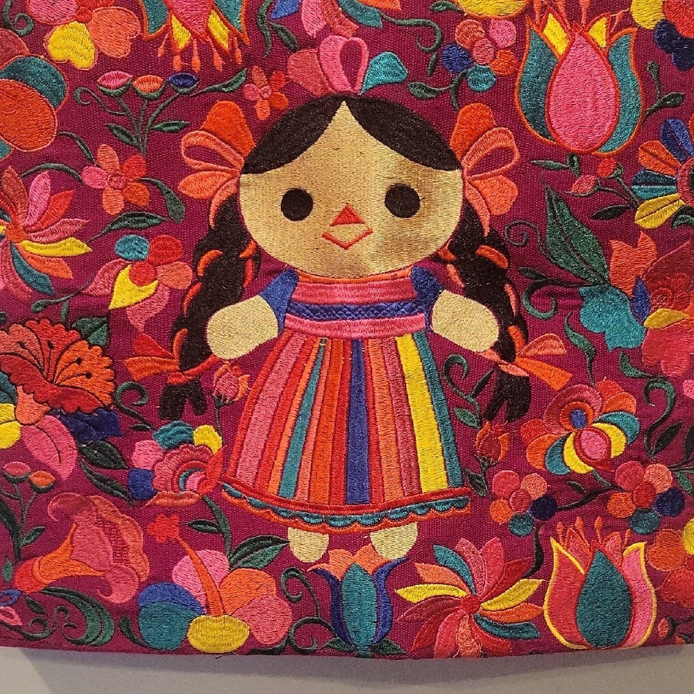 Colorful Embroidered Tote Bag - Picture 2 of 5